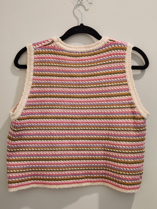 THML Pink Striped Knit Sweater Vest Summer Tank Top - Picture 4 of 4